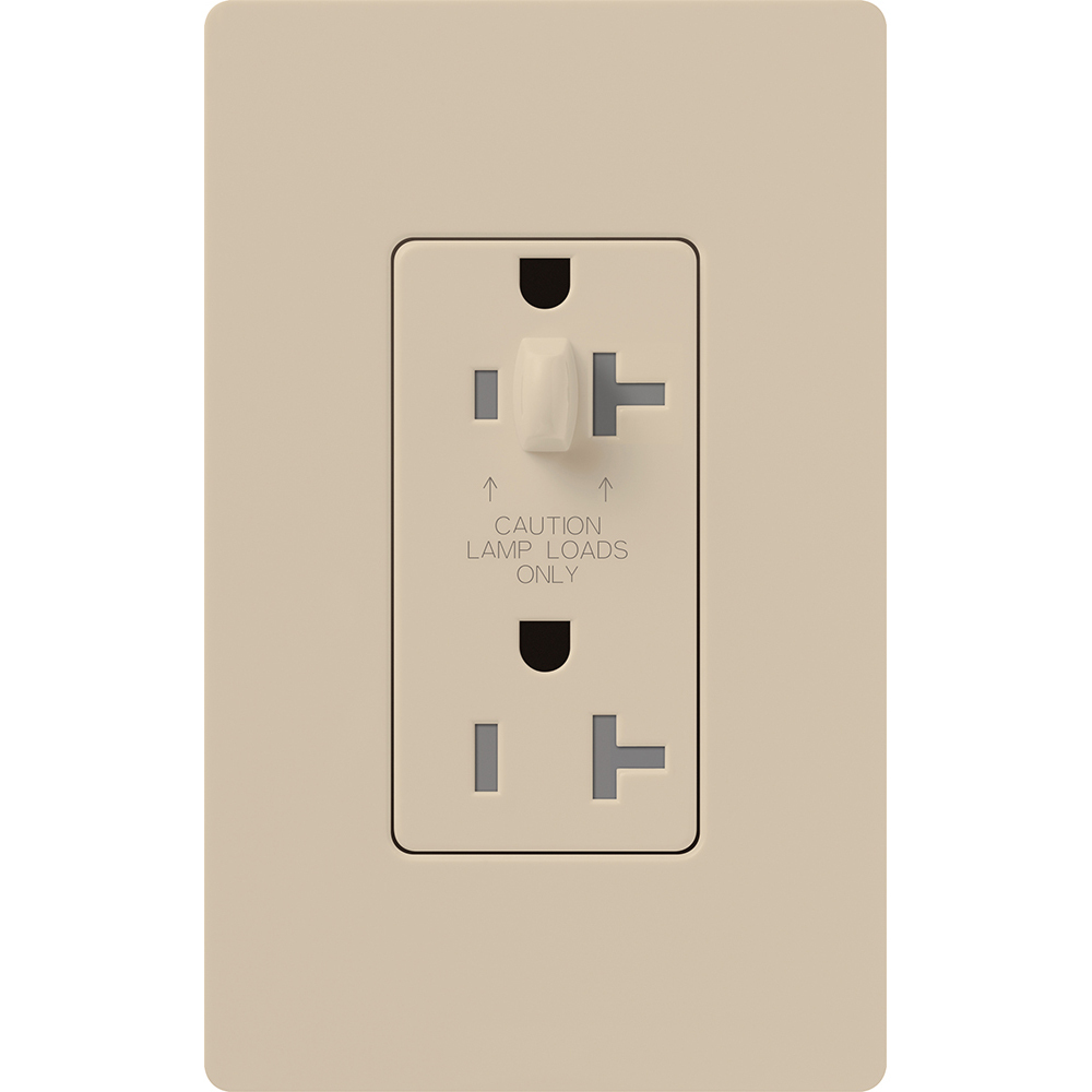 SCR-15-HDTR-TP Claro Half Dimming Tamper-Resistant Duplex Receptacle, Decorator-Style Outlet, 15 Amp, Satin, Taupe