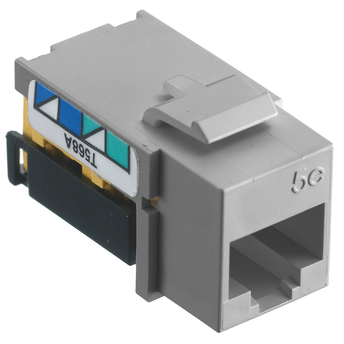 NSJ5EGY Standard Universal A/B Modular Jack, Cat 5e Module, Screw Mount, Gray