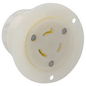 2346 Grounding Locking Receptacle, 480 V AC, 20 A, 2 Poles, 3 Wires, White
