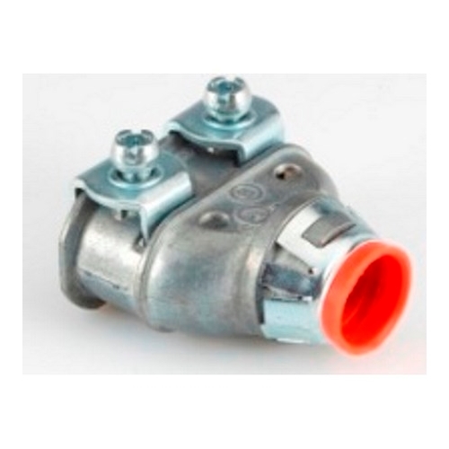 SG3838ASP Bridgeport Whipper-Snap Duplex Connector, 3/8 in Trade, 0.42 to 0.61 in Cable Openings, Die-Cast Zinc, Ball Burnished