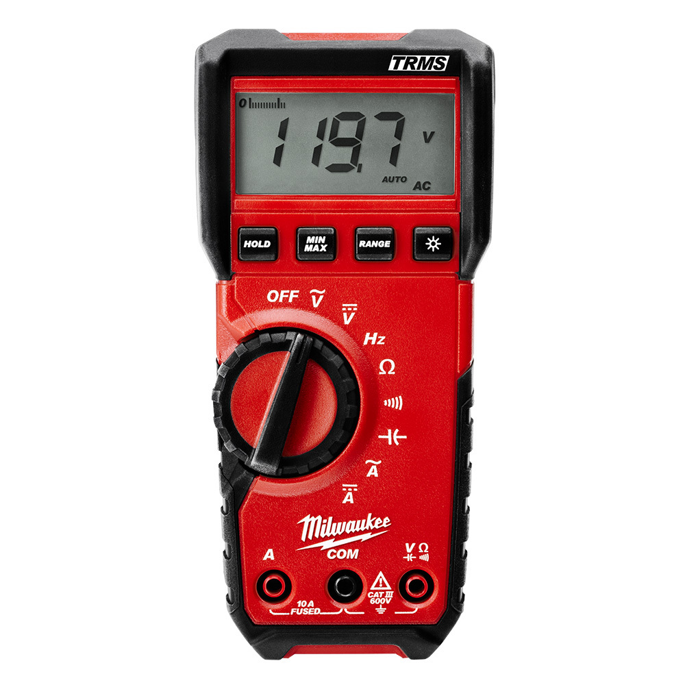 2216-20 Heavy Duty Digital Multimeter, 6 mV to 600 V AC/600 mV to 600 V DC, 10 A, 40 mOhm, Black on White LCD Display