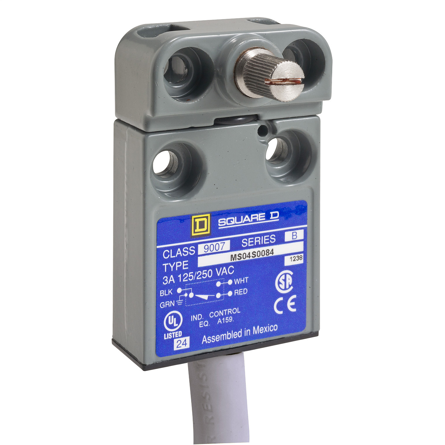 9007MS04S0510 Fixed Miniature Potted Limit Switch, 240 VAC, 10 A, 1CO SPDT Contact, 1 Poles