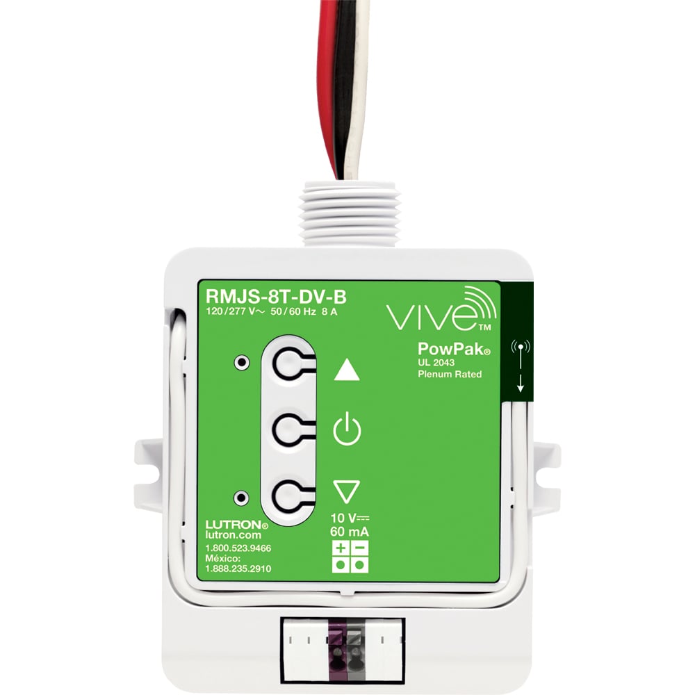 RMJS-8T-DV-B Vive PowPak 0-10V Dimming Module, 8 Amp Switching, 60 mA sink, Threaded Knockout and Front Terminals, 120/277V