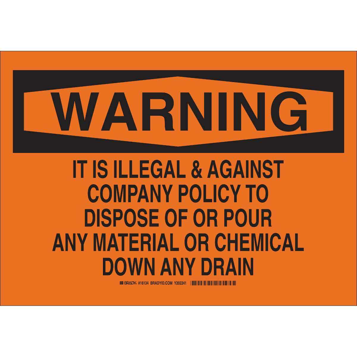 16133 Rectangle Safety Sign, WARNING, B-946 Vinyl, Adhesive Mount, 10 in H x 14 in W