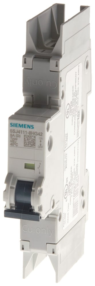 5SJ4108-7HG42 Sentron Type NSJ Miniature Circuit Breaker, 240 V AC, 8 A, 14 kA Interrupt, 1 Poles, Thermal Magnetic Trip