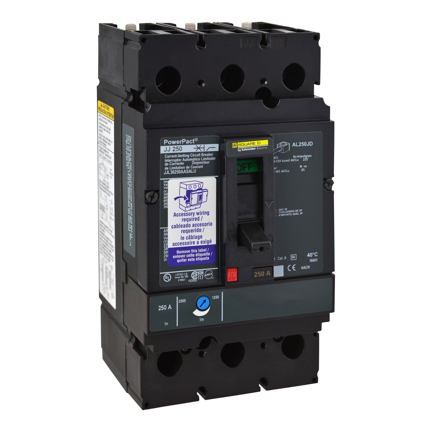 JGL36250U33X Molded Case Circuit Breaker, 250 Amp, 3 Pole, 600V