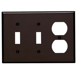 85021 Standard Size Combination Wall Plate, 3 Gangs, 6.38 in W x 4.5 in H, Thermoset, Brown