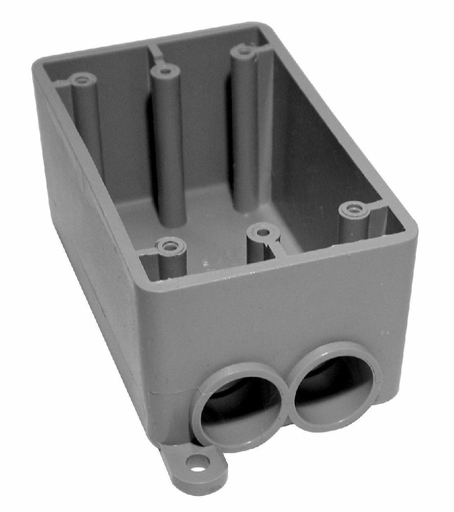 278087 F-Series Type FSS Gang Box, PVC, 37 cu-in Capacity, 2 Gangs, 4.62 in L x 4.62 in W x 2.5 in D