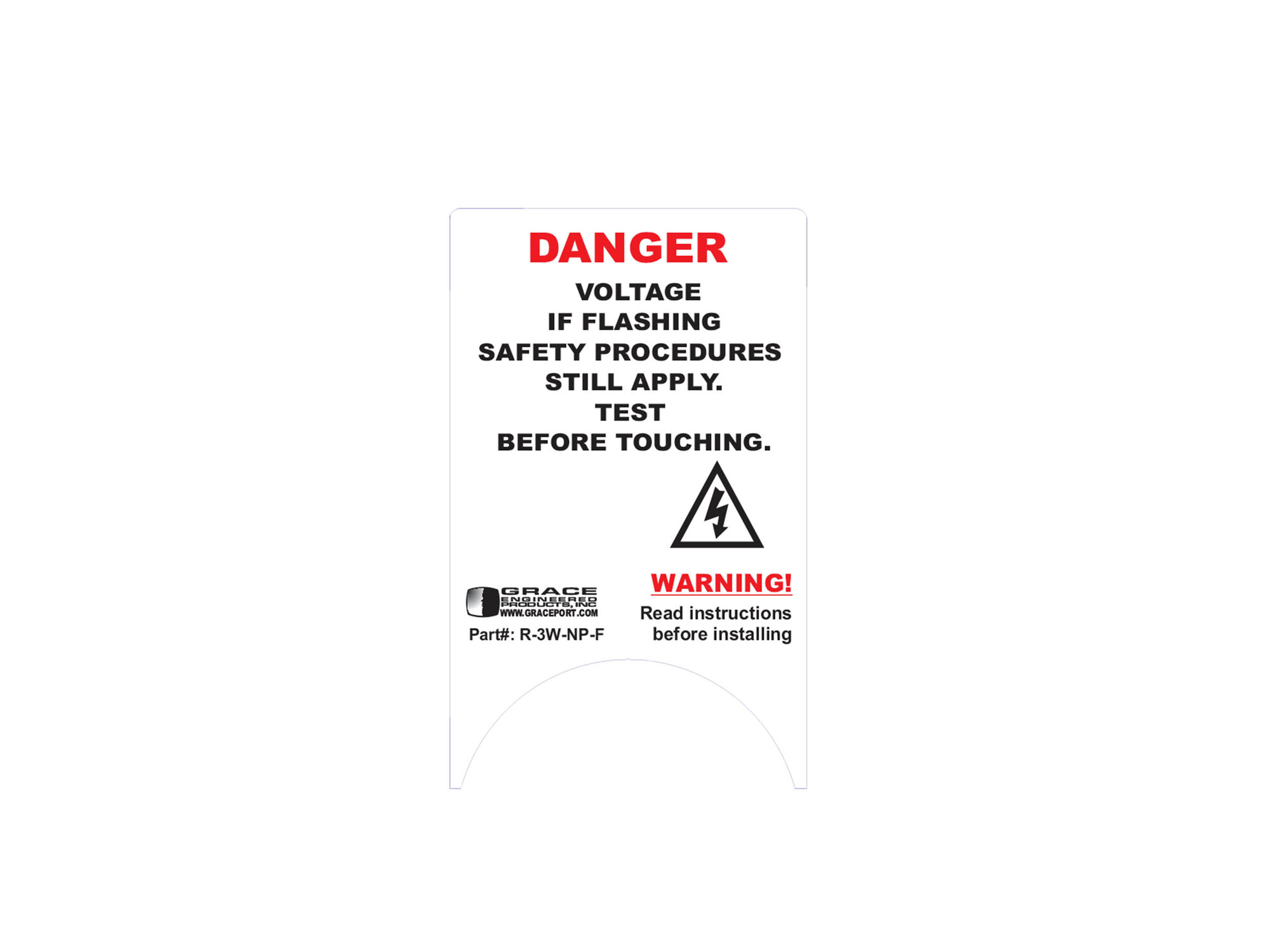 R-3W-NP-F Vertical/Flange Warning Label, 1.60 in W