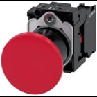 Mushroom pushbutton, 22mm, round, plastic, red, 40mm, latching, pull to unlatch, with holder, 1NC, screw terminal
