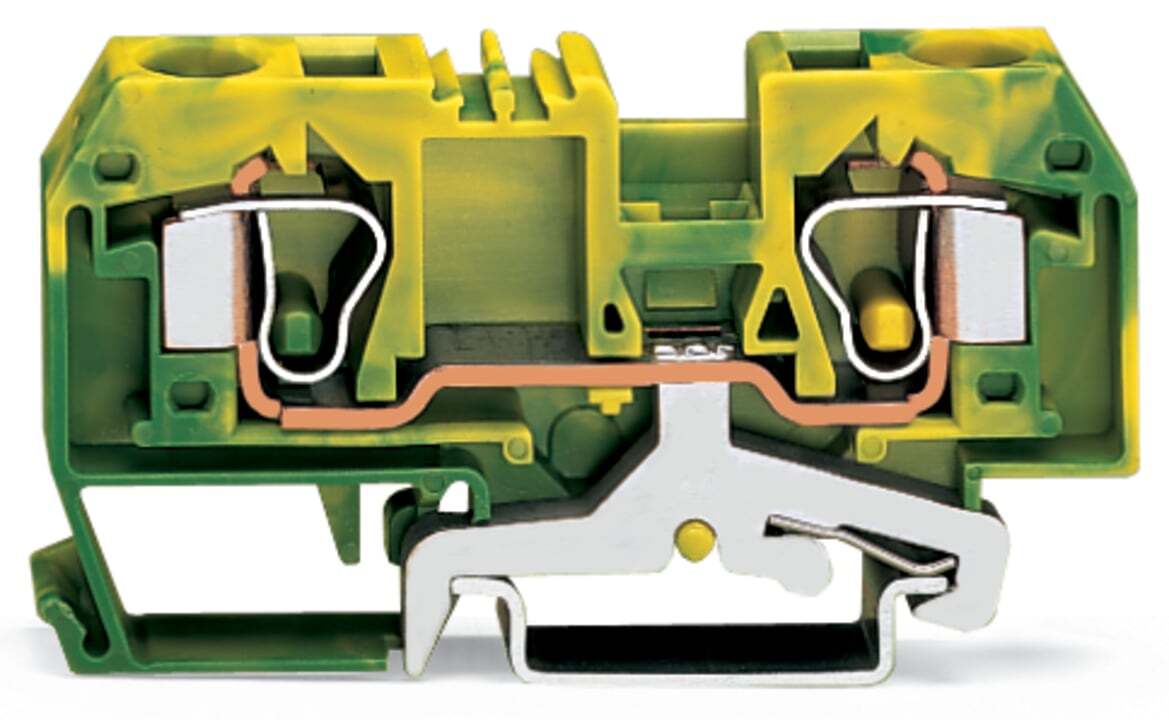 284-907 Operating Tool Ground Terminal Block, 24 to 8 AWG Wire, 1 Poles, DIN Rail Mount