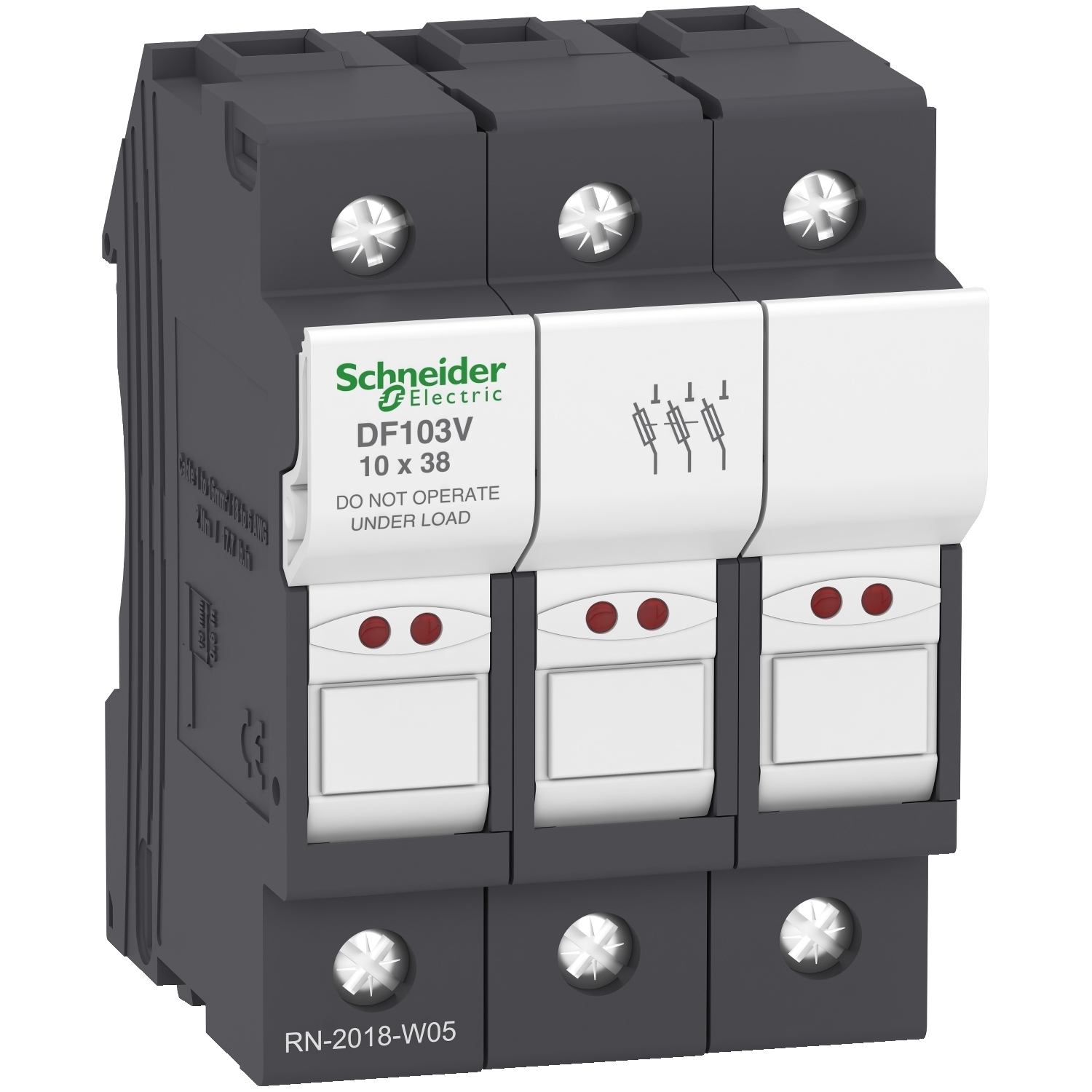 DF103V TeSys DF Fuse Holder With LED Blown Fuse Indicator, 690 V AC, 32 A, 16 to 10 AWG Wire, 3 Poles