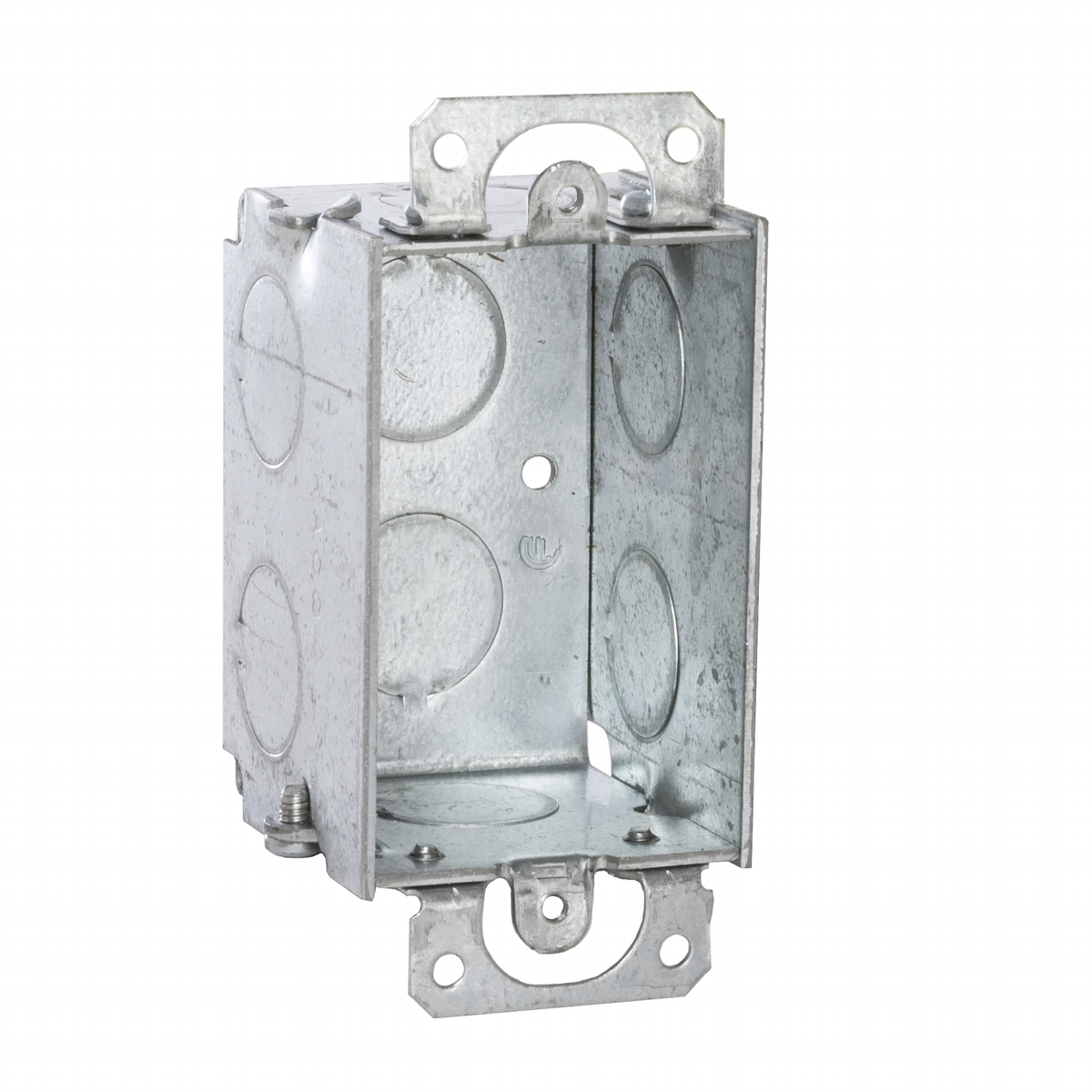 420 Gangable Switch Box, Steel, 10 cu-in Capacity, 1 Gangs, 1 Outlets, 8 Knockouts, 2 in H x 4.22 in W x 2 in D