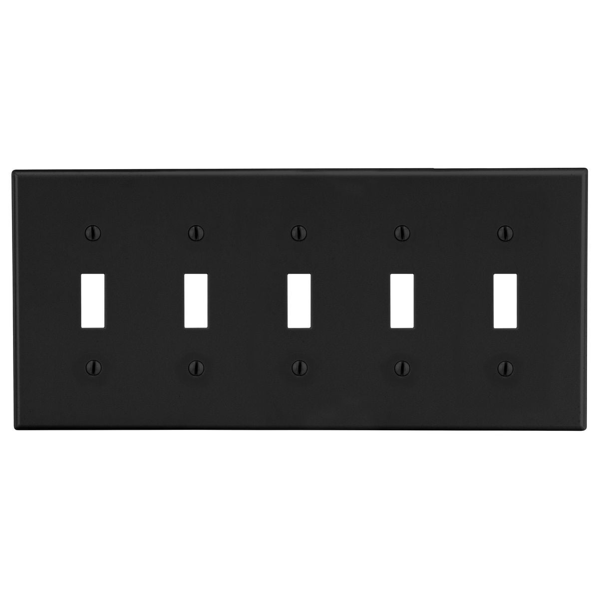 P5BK Non-Metallic Standard Wall Plate, 5 Gangs, 10.12 in W x 4.63 in H, Polycarbonate Thermoplastic, Black