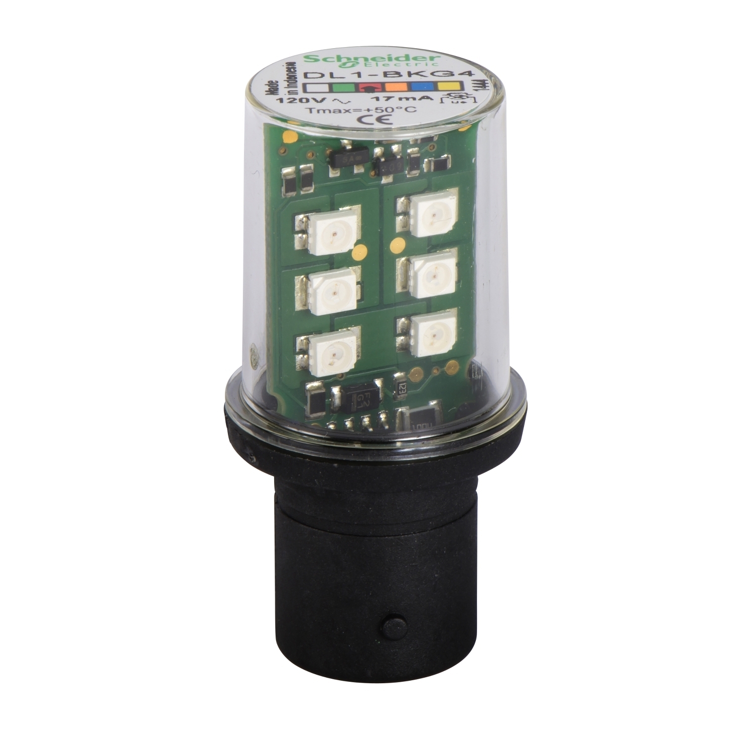 DL1BKG4 Harmony Protected Flashing LED, 120 V AC, For Use With XVD, XVP and XVB Series Tower Light and Beacon, BA15d Bayonet Base, Red