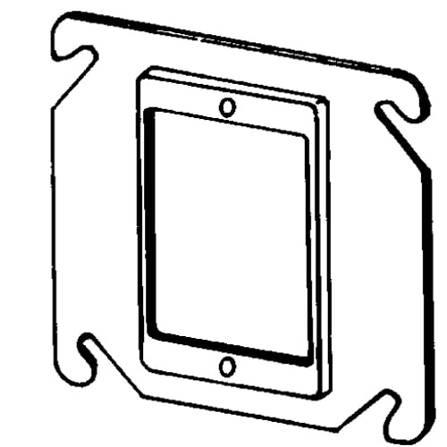 8468B Raised Square Box Cover, 4 in L x 4 in W x 1/4 in D, Steel