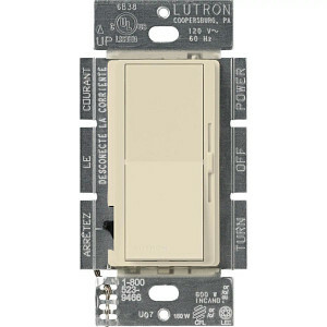 DVSCCL-153P-ES Diva C.L 3-Way Designer Style Dimmer Switch, 120 VAC, 1 Poles, Slide-to-Bright/Dim Operation, Eggshell