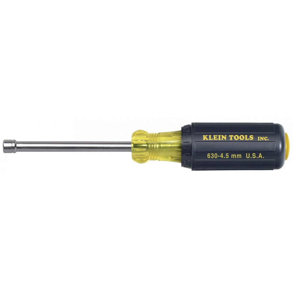 630-4.5MM Standard Length Nut Driver, 4.5 mm, Hex/Hollow Shank, Cushion Grip Handle, Polished Chrome