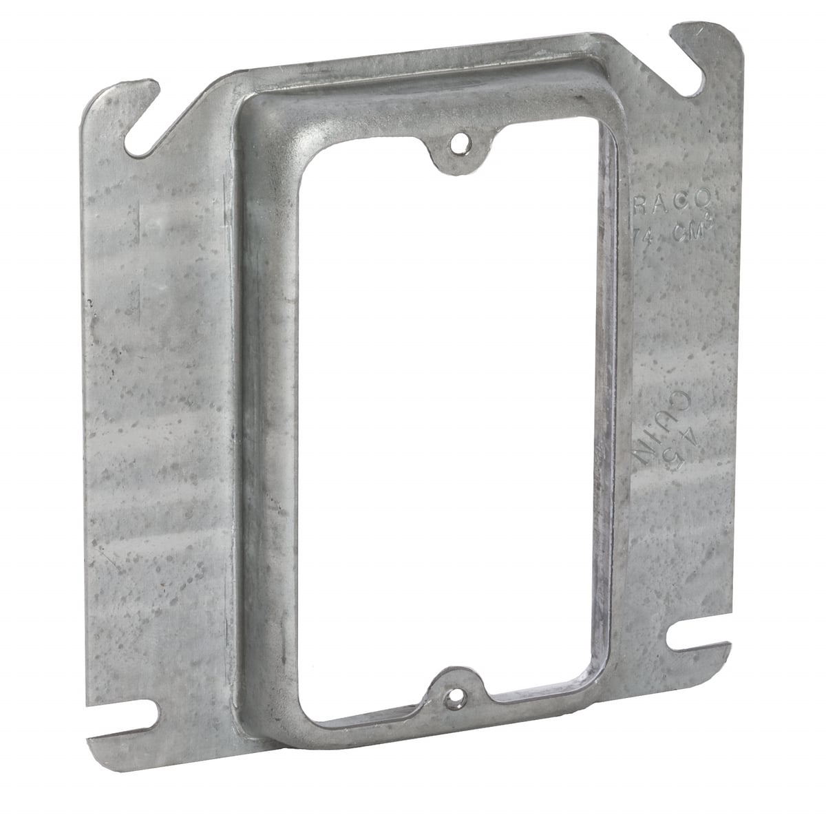 768 1-Device Raised Box Cover, 4 in L x 4 in W, Receptacle/Switch Cover, Drawn Steel