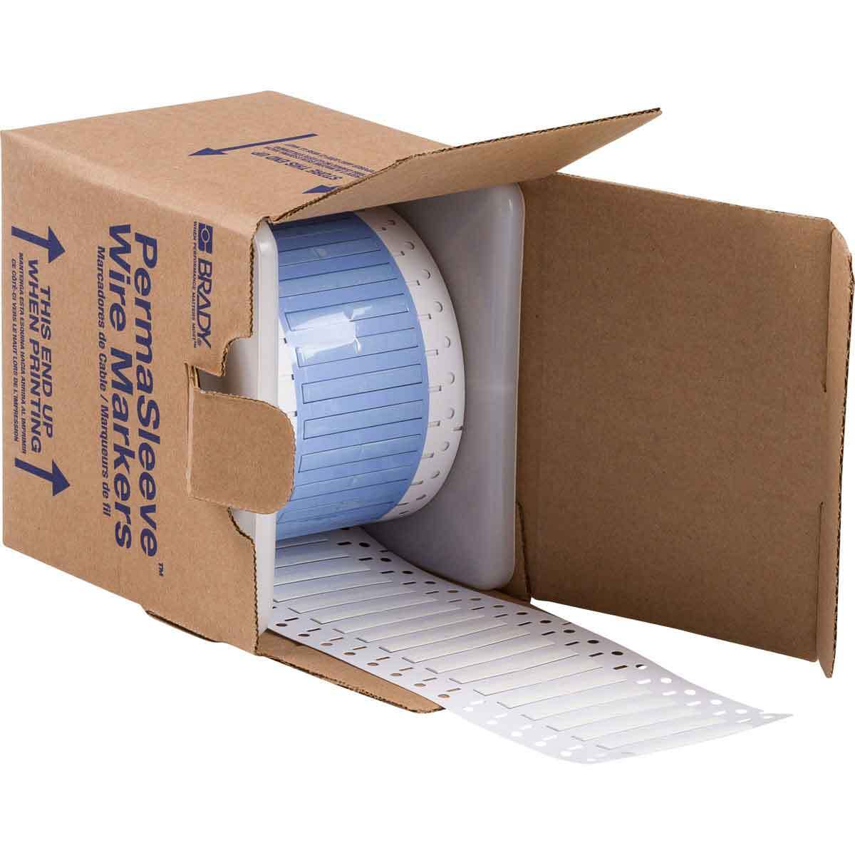 PS-125-2-WT-S-2 PermaSleeve 1-Sided Blank Heat Shrink Wire Marker Sleeve, 22 to 16 AWG Wire, 1 in L x 1 in W, B-342 Polyolefin, Blank Legend