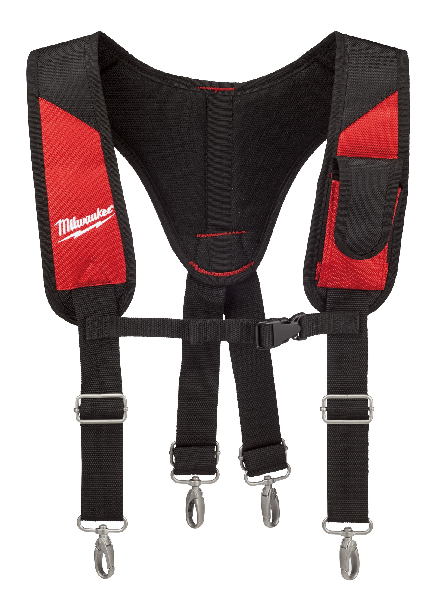 48-22-8145 Padded Rig, 1 Pocket, Denier Ballistic Nylon, Black/Red