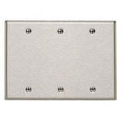 84033-40 Standard Size Blank Wall Plate, 3 Gangs, 6-3/8 in W x 4-1/2 in H, 302 Stainless Steel