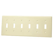 80736-I Standard Size Traditional Wall Plate, 6 Gangs, 11.8 in W x 4.5 in H, Thermoplastic, Ivory