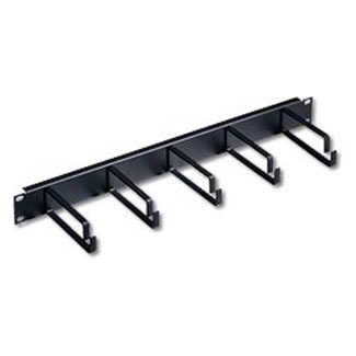 49253-LPM 1-RU 5-Ring Flat Horizontal Patch Cord Organizer, 1.72 in H x 19 in W x 4-1/2 in D, Steel, Black