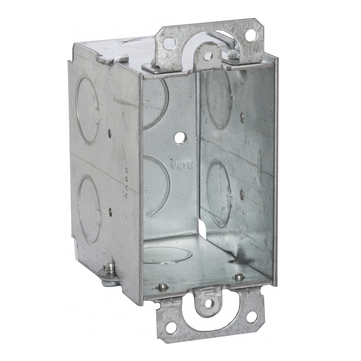 560 Gangable Switch Box, Steel, 14 cu-in, 1 Gang, 1 Outlet, 8 Knockouts