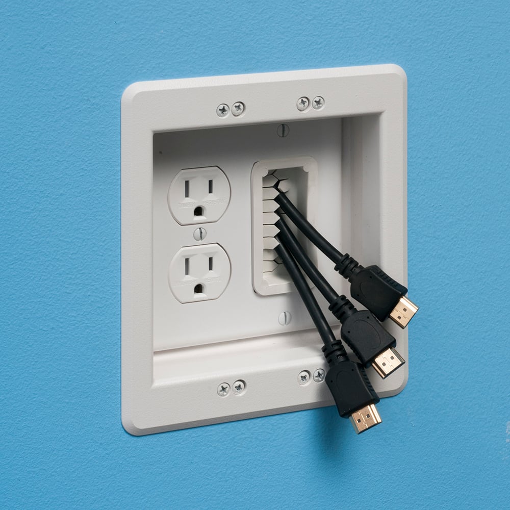 TVBU505K Low Voltage Power Recessed Combination Box Kit, Plastic, 2 Gangs, 6.254 in W x 3.75 in D x 6.942 in H