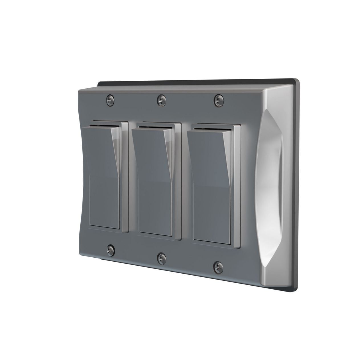 5129-0 3-Gang Non-Metallic Vertical Weatherproof Decorator Switch Cover, 1.525 in L x 4.82 in H, For Use With 1-Pole/3-Way Decorator Switch, Gray