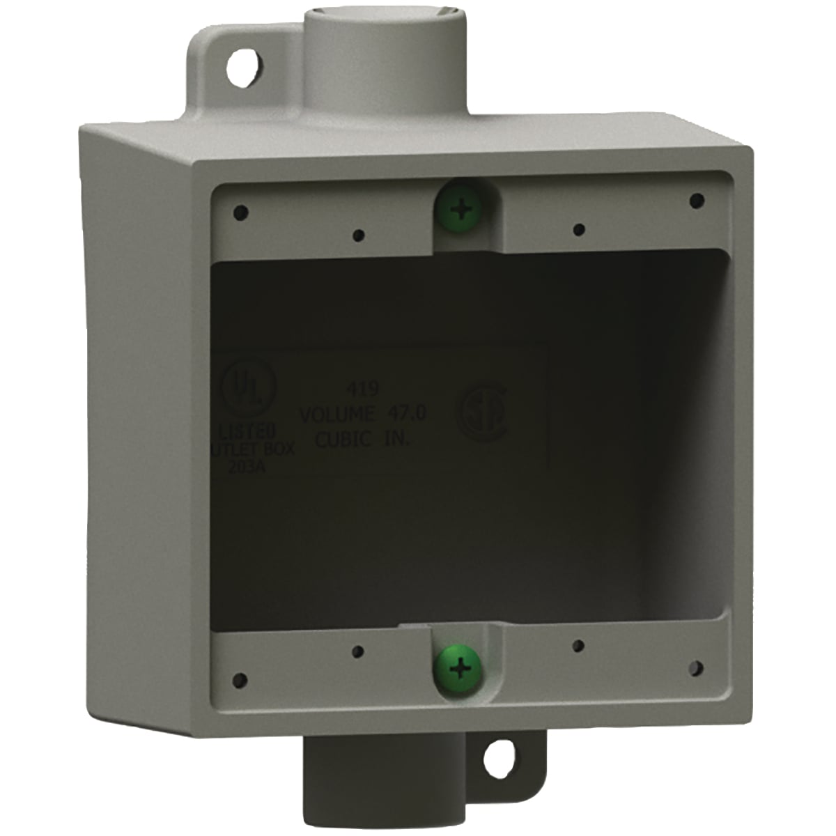2FDC-2M F Series Type 2FDC Deep Feed-Through Cast Device Box, Duraloy Iron, 50 cu-in Capacity, 2 Gangs, (2) Outlets, 6-3/8 in H x 4-11/16 in W x 2-15/16 in D
