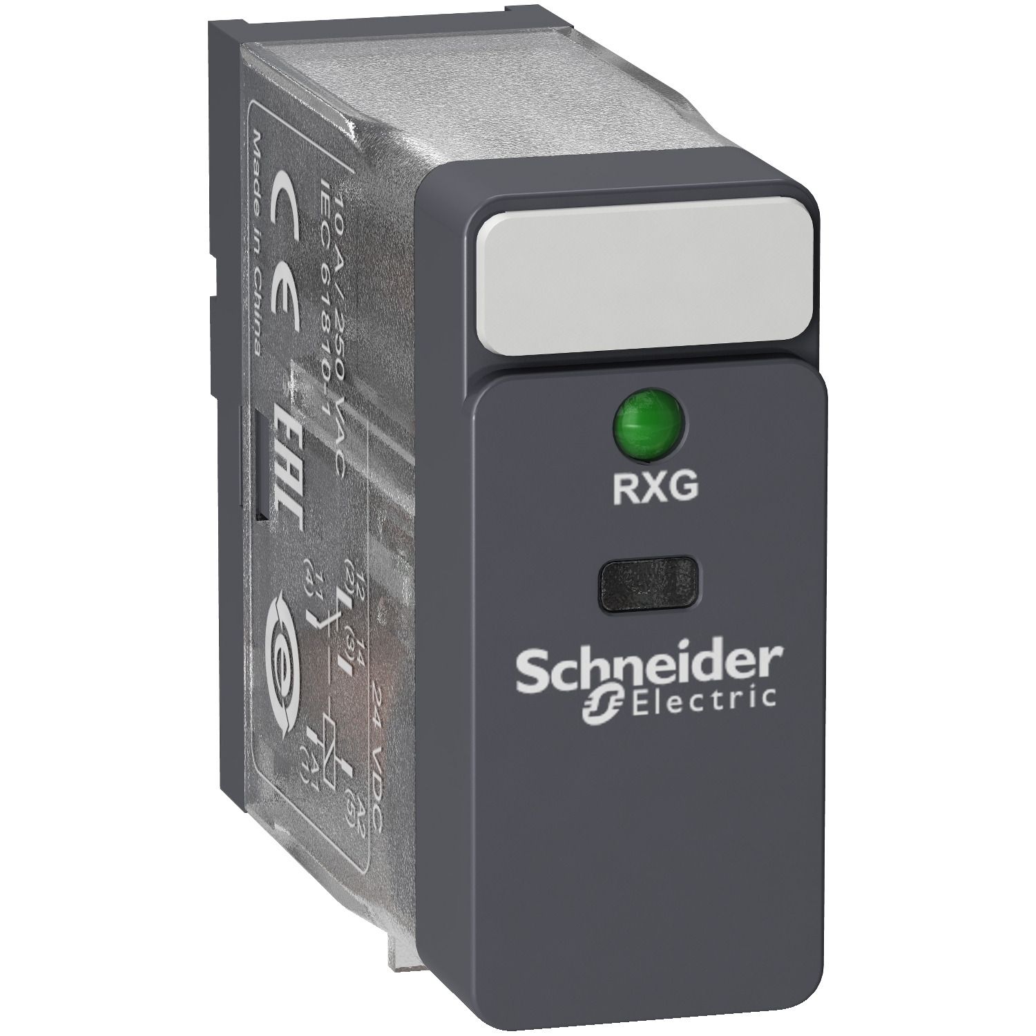 RXG13BD Zelio Interface Plug-In Relay, 10 A, 1CO 1 Form C SPDT Contact, 24 VDC V Coil