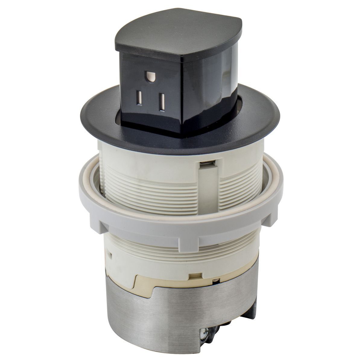 RCT200BK Pop-Up Surface Standard Sized Tamper Resistant Countertop Receptacle, 1 Gangs, 4 in Dia Cover, Composite