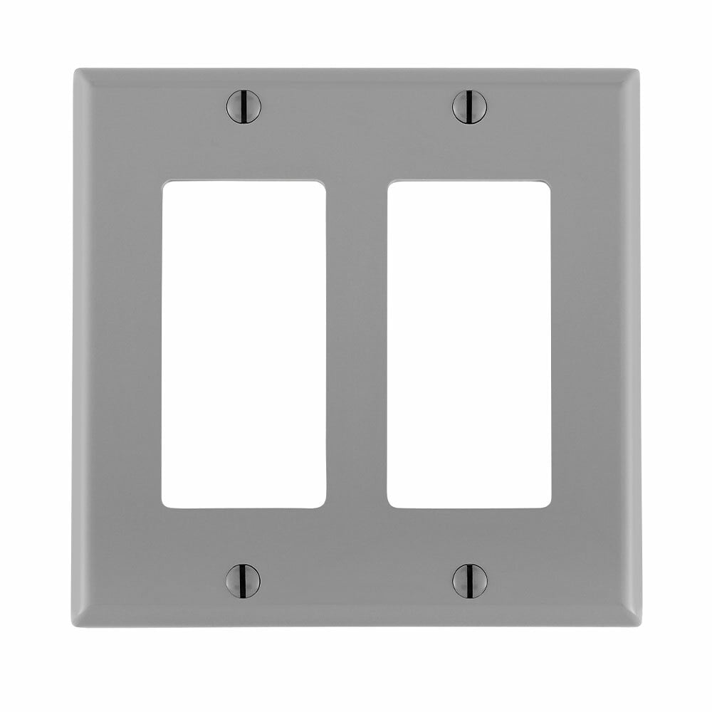 80409-NGY Decora Standard Size Wall Plate, 2 Gangs, 4.56 in W x 4.5 in H, Thermoplastic, Gray