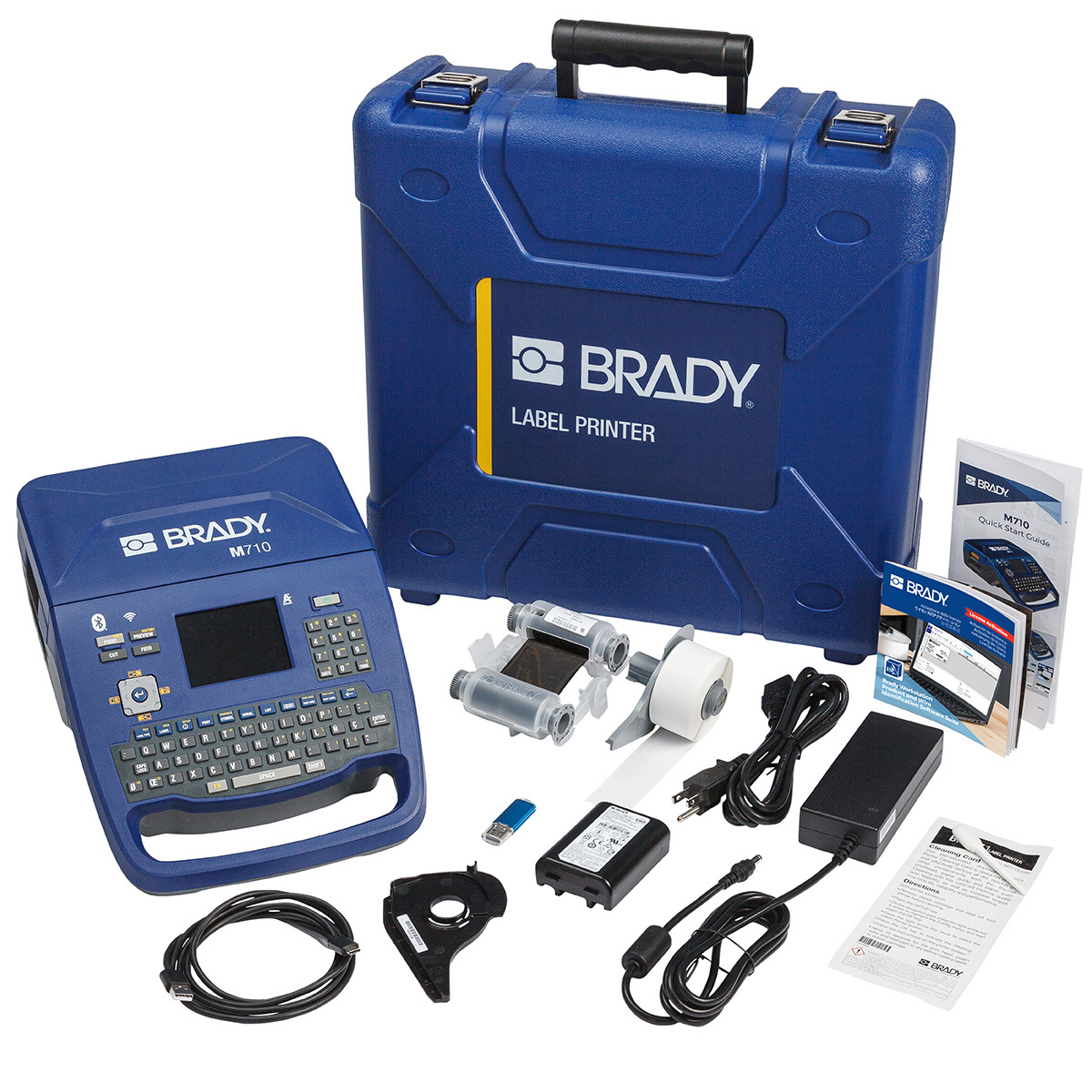 M710-WB-PWID Portable Label Printer, Thermal Transfer Print, 2 in W Tape, 4 - 174 Point Font, Power Source: Rechargeable Battery/AC Power, Color LCD Touch Screen Display