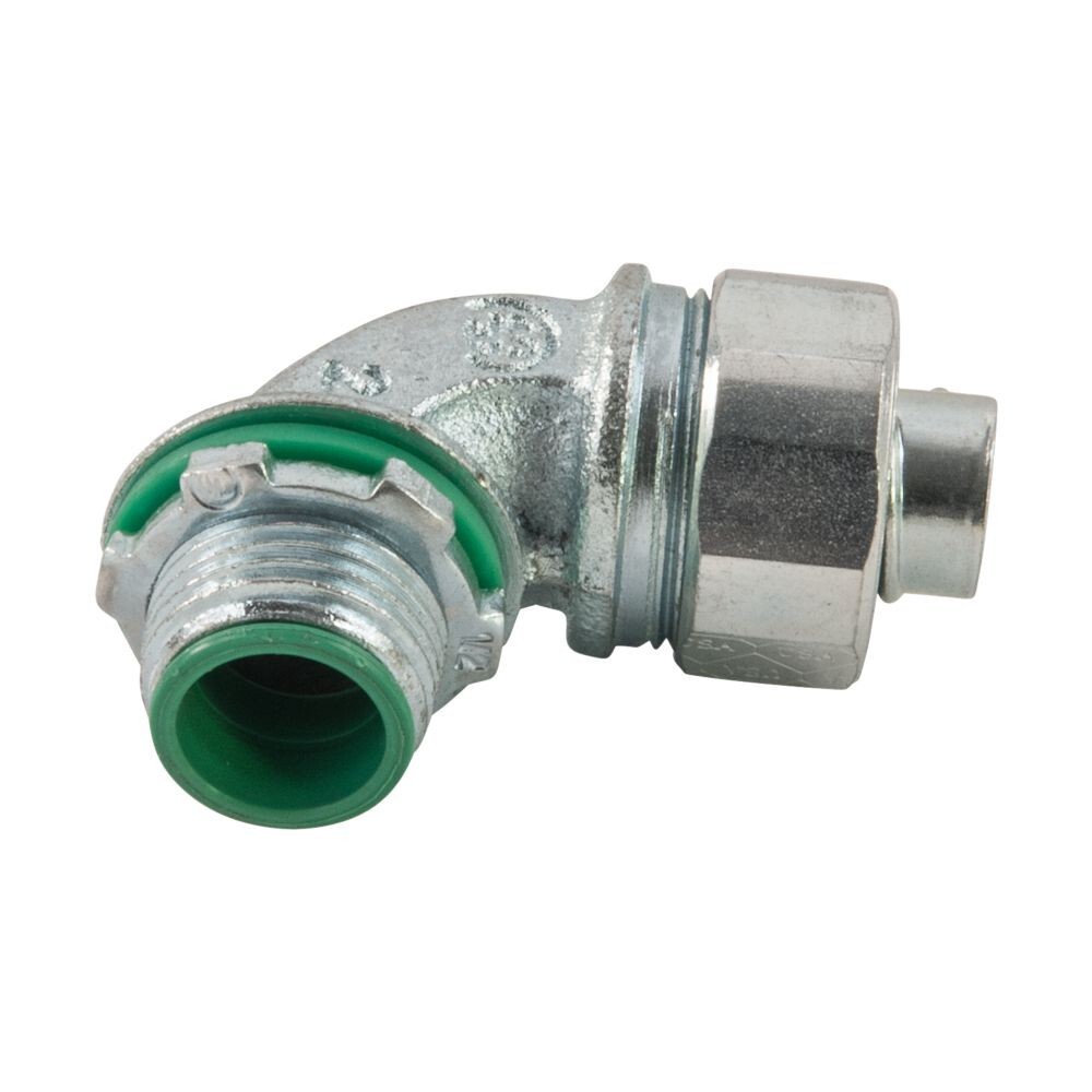 LML-21 Remke Liqua-Seal Tuff-Seal External Thread Liquid Tight Conduit Connector, 3/4 in Trade, 90 deg, Malleable Iron, Zinc Plated