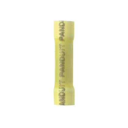 BSV10X-E Pan-Term BSV Loose Piece Butt Splice, 12 to 10 AWG Conductor, 1.18 in L, Brazed Seam/Expanded Barrel, Copper, Yellow