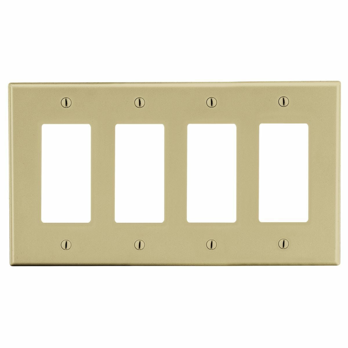 P264I Standard Wall Plate, 4 Gangs, 8.31 in W x 4.63 in H, Polycarbonate Thermoplastic, Ivory