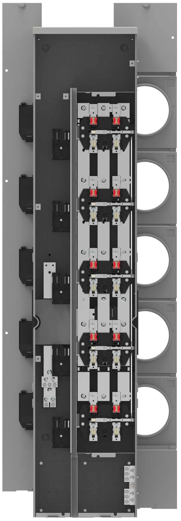 WMM52125J Residential Meter Stack, 3 Phase 4 Wire Incoming, 1 Phase 3 Wire Outgoing, 5 Meter Position per Stack 125 Amp, max Tenant Breaker, Outdoor