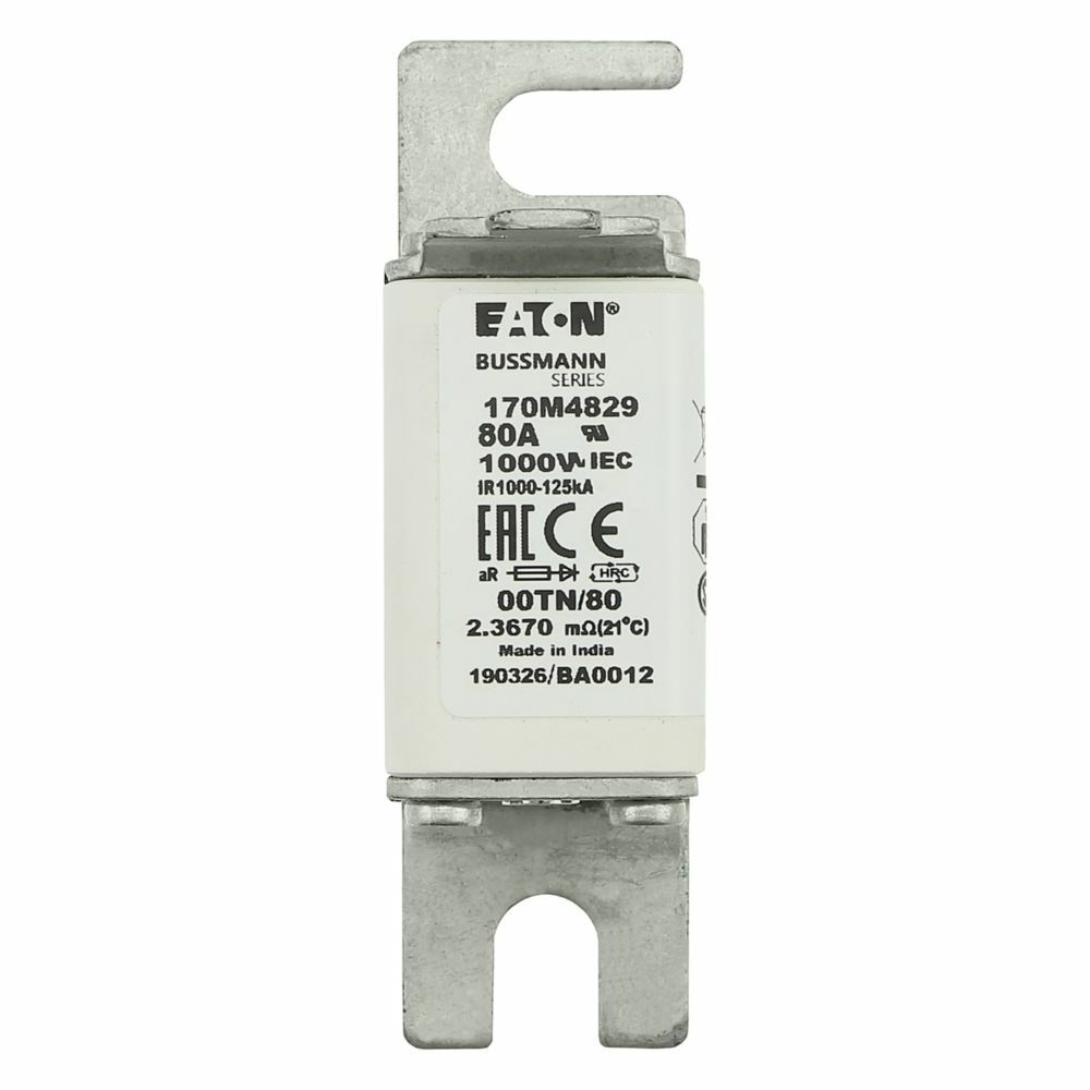 170M4829 Semi-Conductor High Speed Fuse, 80 A, 690/700 V, 125 kA Interrupt, Class: AR, Square Body