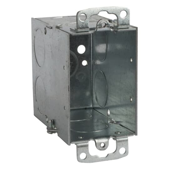 CY-3/4 Steel City Gangable Switch Box, Steel, 18 cu-in Capacity, 1 Gang, 1 Outlet, 5 Knockouts, 2 in W x 3-1/2 in D x 3 in H