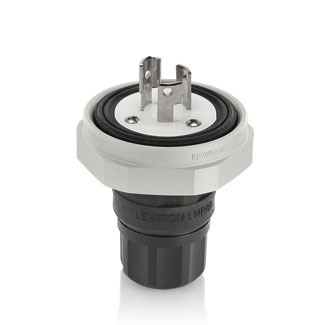 LNR80-5E Rhino-Hide Grounding Locking Plug, 125 V AC, 15 A, 2 Poles, 3 Wires, Black