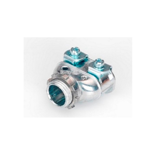 691-DC2 Bridgeport Duplex Conduit Connector, 3/8 in Trade, 0.42 to 0.61 in Cable Openings, For Use With AC/MC/MCI-A/HCF/HCFMCI-A Cable and 3/8 in Flexible Metal Conduit, Die Cast Zinc, Ball Burnished/Mirror Smooth
