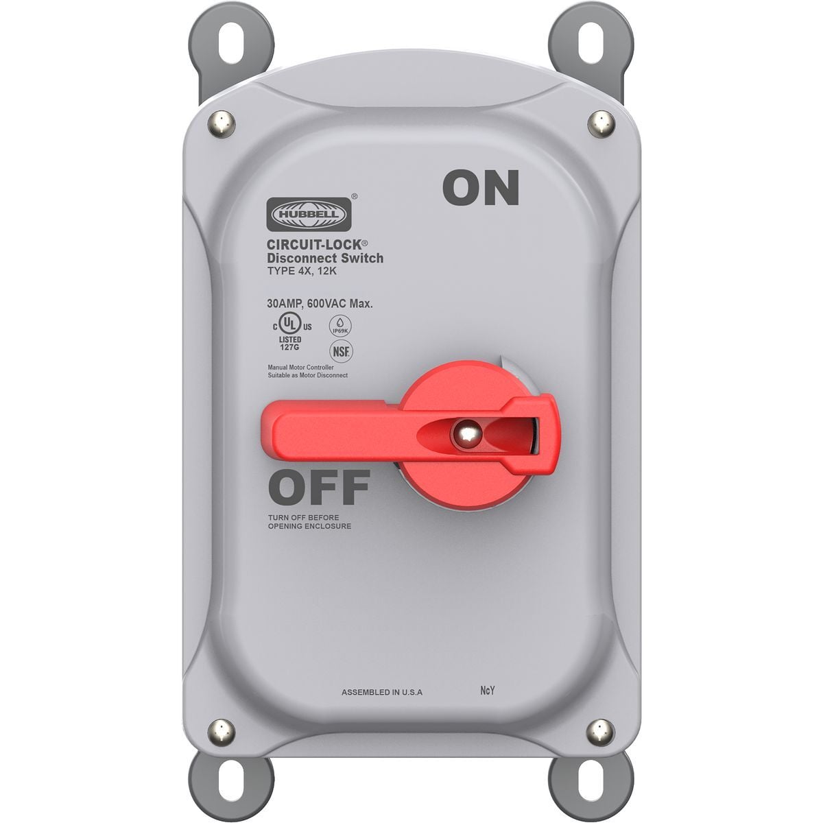 HBLDS30VFD Heavy Duty Disconnect Switch, 600 V AC, 30 A, 15 hp, 3PST Contact, 3 Poles