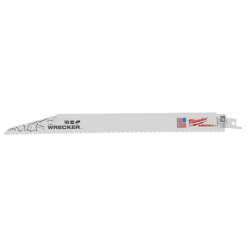 48-00-5711 Sawzall The Wrecker Demolition Straight Back Reciprocating Saw Blade, 12 in L x 1 in W, 8 TPI, Bi-Metal Body, Universal/Toothed Edge Tang