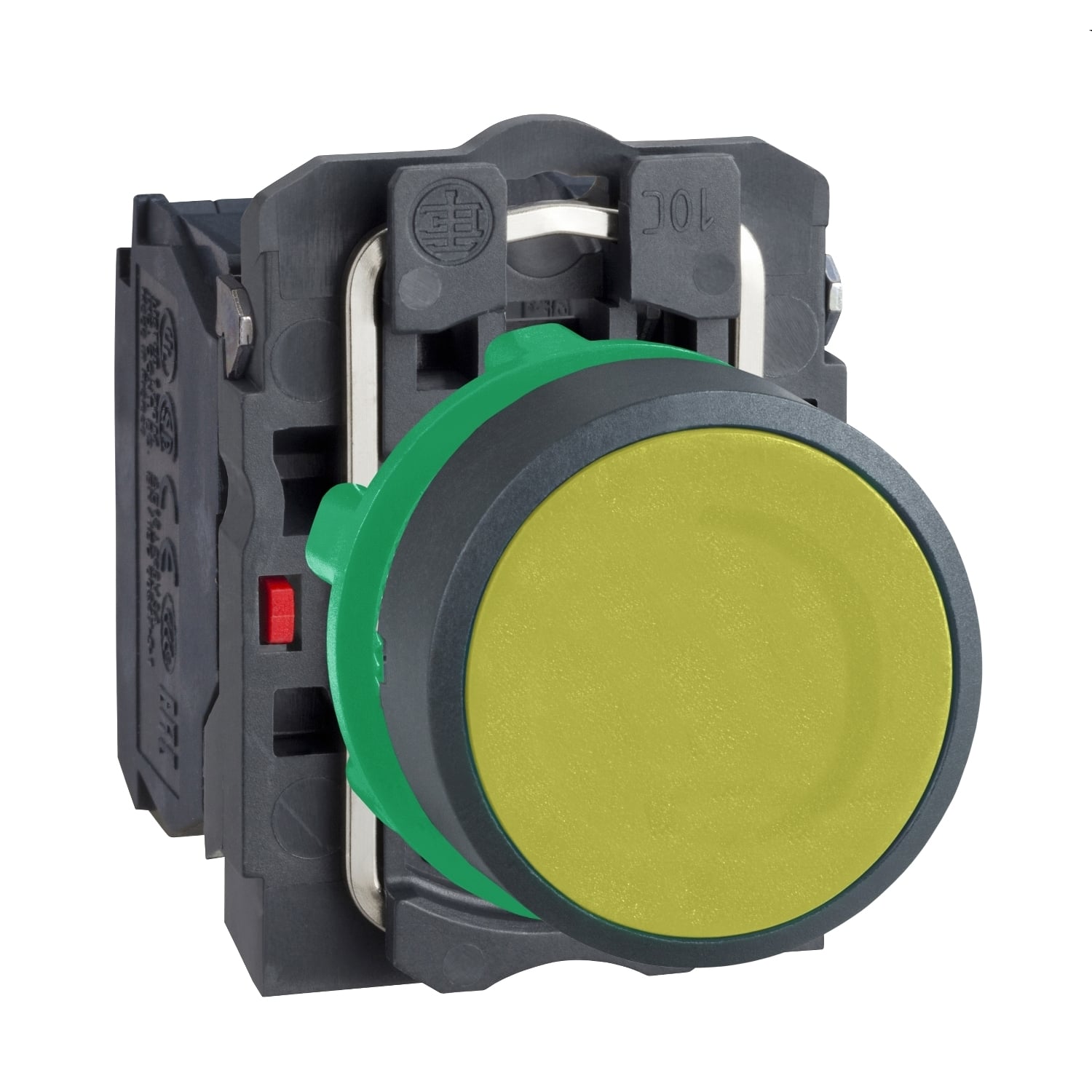 XB5AA55 Harmony Corrosion-Resistant Dusttight/Watertight Unmarked Non-Illuminated Pushbutton, 22 mm, 1NO-1NC Contact, Slow Break Contact, Yellow