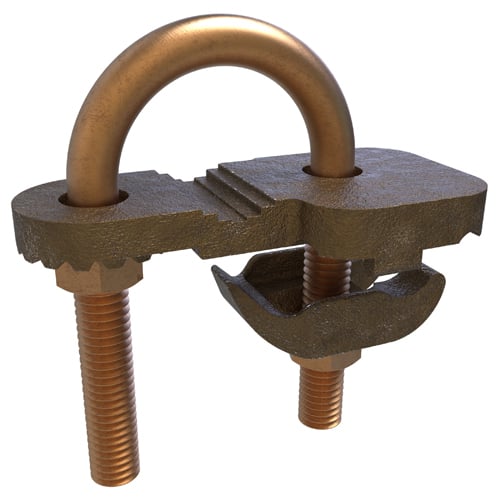 GPL3902BU ClearChoice Type GPL3 Large U-Bolt Ground Clamp, 4 to 4/0 AWG Conductor, Cast Bronze