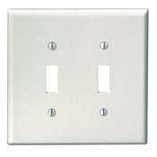 80509-W Midway Size Traditional Wall Plate, 2 Gangs, 4.94 in W x 4.875 in H, Thermoset, White