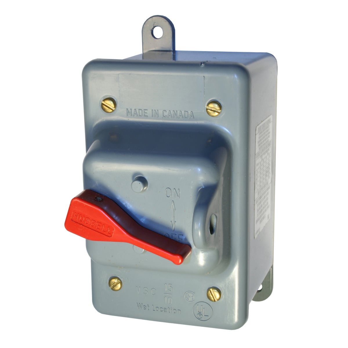 HBL13R23D Industrial Grade Non-Fused Non-Metallic Standard Enclosure With Disconnect Switch, 600 V, 30 A, 20 hp, 3 Poles